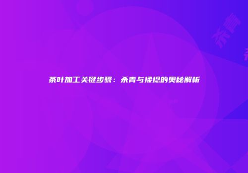 茶叶加工关键步骤：杀青与揉捻的奥秘解析