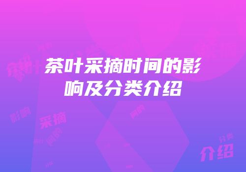 茶叶采摘时间的影响及分类介绍
