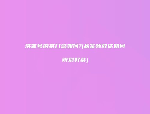 洪普号的茶口感如何?(品鉴师教你如何辨别好茶)
