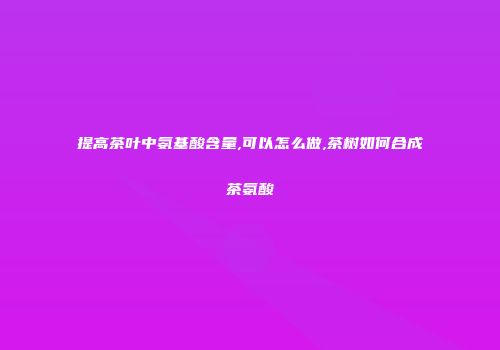 提高茶叶中氨基酸含量,可以怎么做,茶树如何合成茶氨酸
