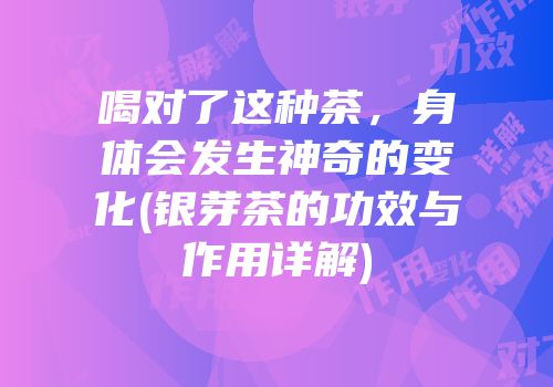 喝对了这种茶，身体会发生神奇的变化(银芽茶的功效与作用详解)