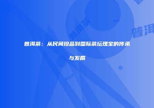 普洱茶：从民间珍品到国际茶坛瑰宝的传承与发展