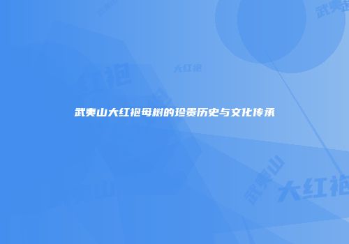 武夷山大红袍母树的珍贵历史与文化传承