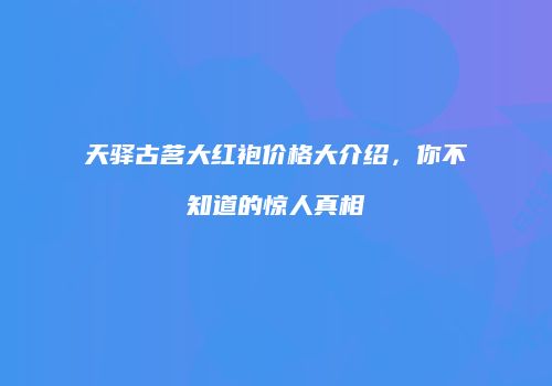 天驿古茗大红袍价格大介绍，你不知道的惊人真相