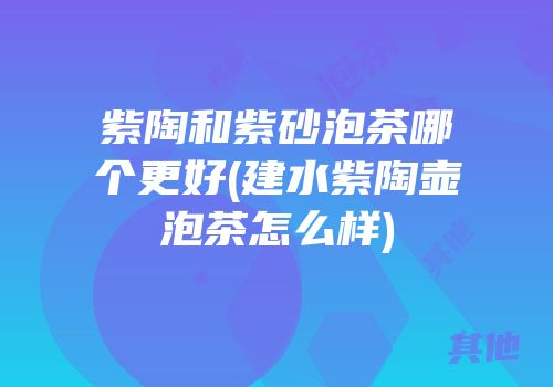 紫陶和紫砂泡茶哪个更好(建水紫陶壶泡茶怎么样)