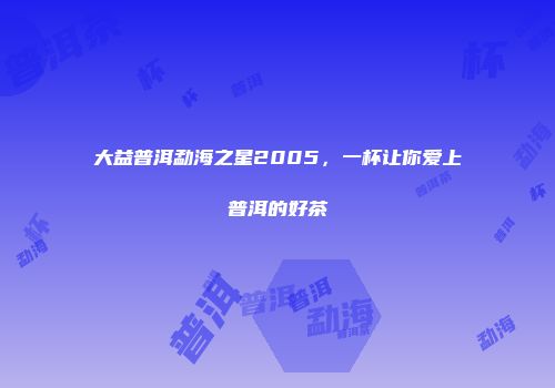 大益普洱勐海之星2005，一杯让你爱上普洱的好茶