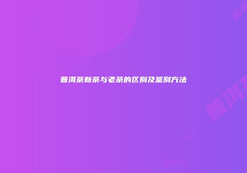 普洱茶新茶与老茶的区别及鉴别方法