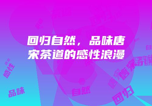 回归自然，品味唐宋茶道的感性浪漫