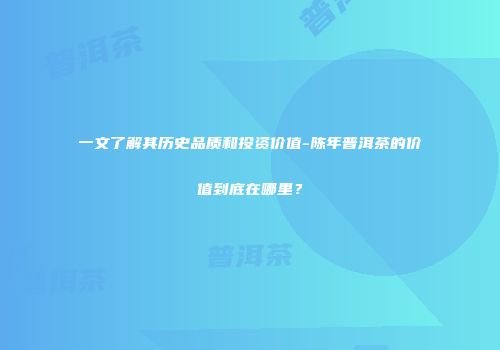 一文了解其历史品质和投资价值-陈年普洱茶的价值到底在哪里？