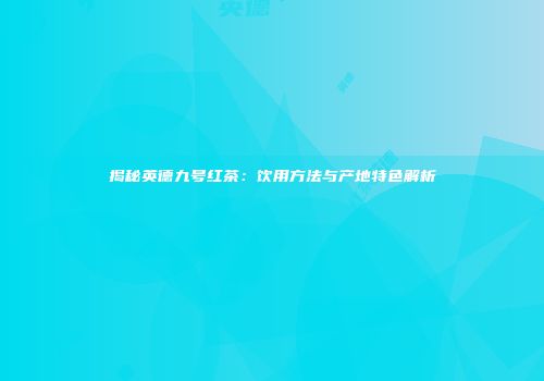 揭秘英德九号红茶：饮用方法与产地特色解析