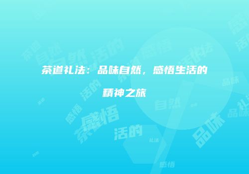 茶道礼法：品味自然，感悟生活的精神之旅