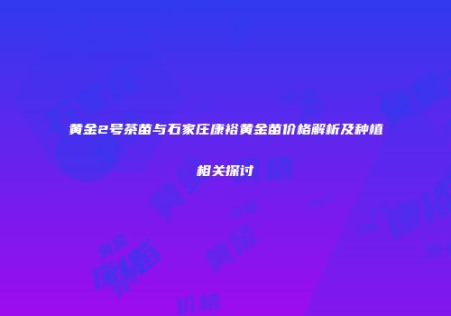 黄金2号茶苗与石家庄康裕黄金苗价格解析及种植相关探讨
