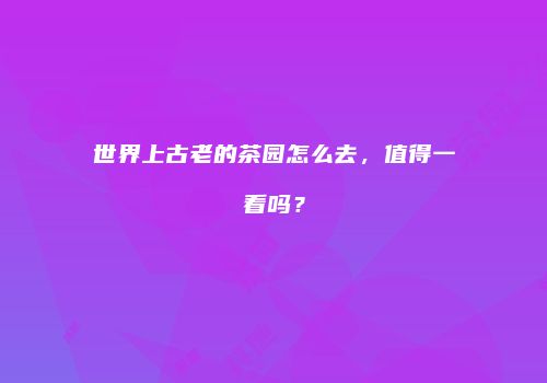 世界上古老的茶园怎么去，值得一看吗？