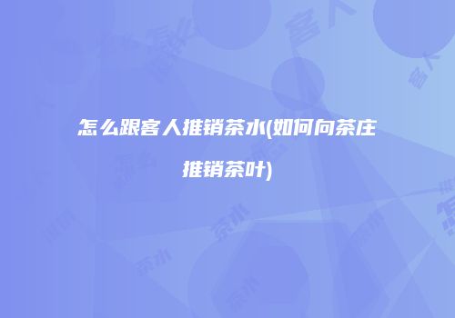 怎么跟客人推销茶水(如何向茶庄推销茶叶)
