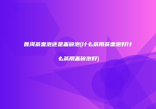 普洱茶壶泡还是盖碗泡(什么茶用茶壶泡好什么茶用盖碗泡好)
