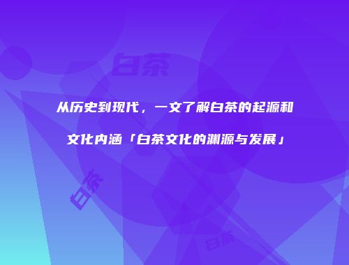 从历史到现代，一文了解白茶的起源和文化内涵「白茶文化的渊源与发展」