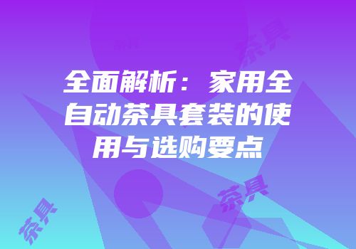 全面解析：家用全自动茶具套装的使用与选购要点