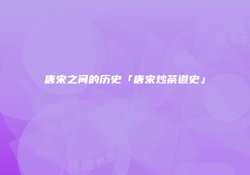 唐宋之间的历史「唐宋炒茶道史」