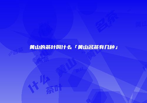 黄山的茶叶叫什么「黄山名茶有几种」