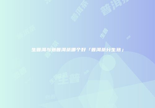 生普洱与熟普洱茶哪个好「普洱茶分生熟」