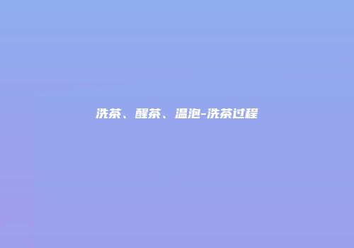 洗茶、醒茶、温泡-洗茶过程