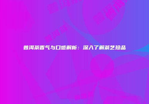 普洱茶香气与口感解析：深入了解茶艺珍品