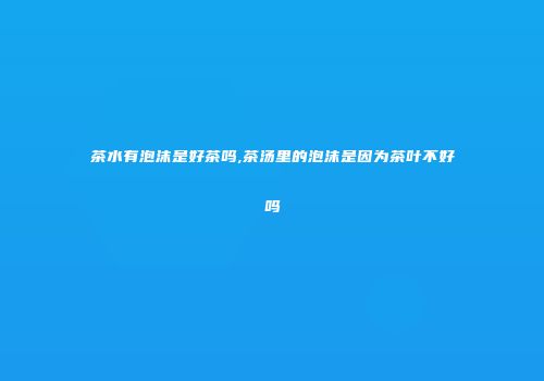 茶水有泡沫是好茶吗,茶汤里的泡沫是因为茶叶不好吗