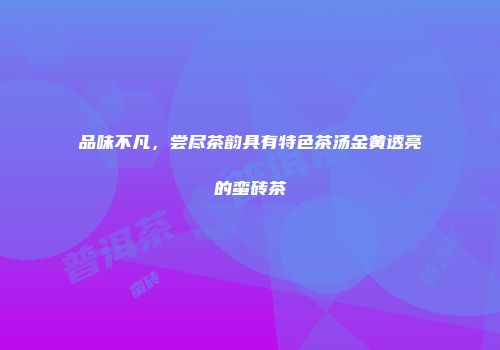 品味不凡，尝尽茶韵具有特色茶汤金黄透亮的蛮砖茶
