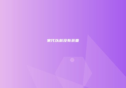 宋代以前没有茶壶