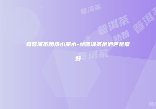煮普洱茶用热水凉水-熟普洱茶是泡还是煮好
