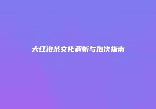 大红袍茶文化解析与泡饮指南