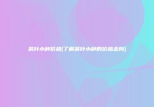 茶叶小种价格(了解茶叶小种的价格走向)