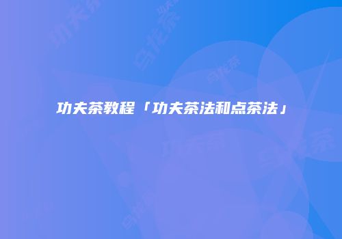 功夫茶教程「功夫茶法和点茶法」