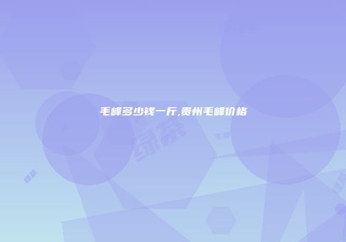 毛峰多少钱一斤,贵州毛峰价格