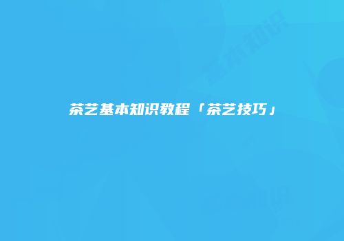 茶艺基本知识教程「茶艺技巧」