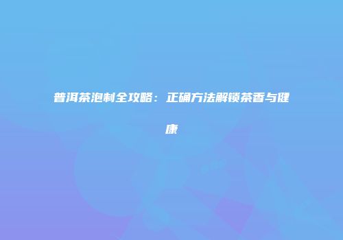 普洱茶泡制全攻略：正确方法解锁茶香与健康