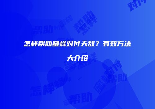 怎样帮助蜜蜂对付天敌？有效方法大介绍