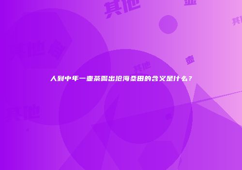 人到中年一壶茶喝出沧海桑田的含义是什么？