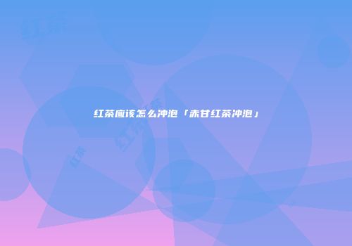 红茶应该怎么冲泡「赤甘红茶冲泡」