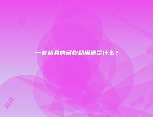 一套茶具的名称和用途是什么？