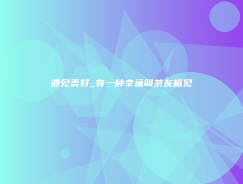 遇见美好_有一种幸福叫茶友相见
