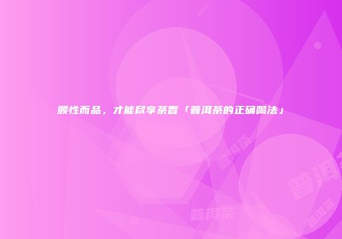 顺性而品，才能尽享茶香「普洱茶的正确喝法」