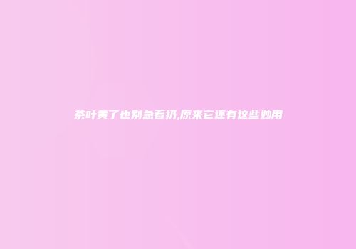 茶叶黄了也别急着扔,原来它还有这些妙用