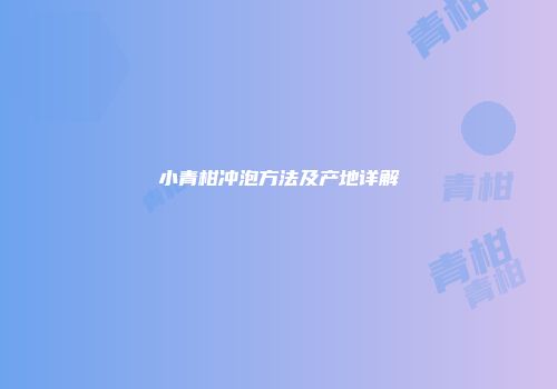 小青柑冲泡方法及产地详解