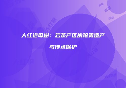大红袍母树：岩茶产区的珍贵遗产与传承保护