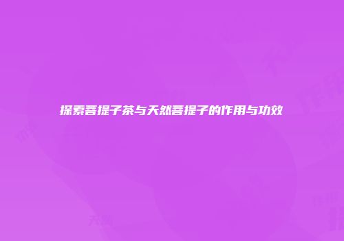 探索菩提子茶与天然菩提子的作用与功效
