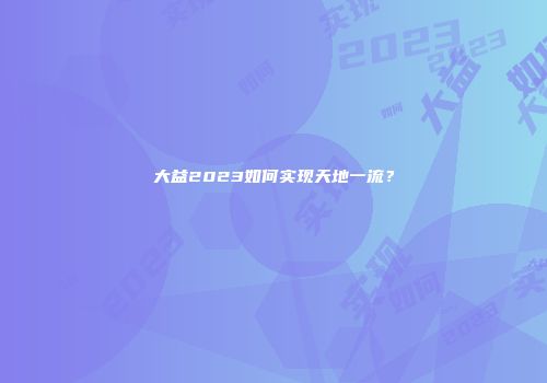 大益2023如何实现天地一流？
