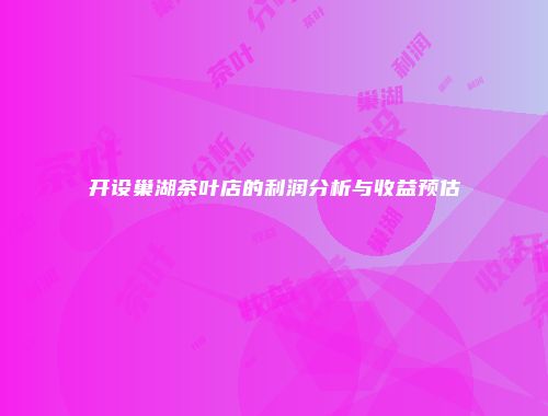 开设巢湖茶叶店的利润分析与收益预估