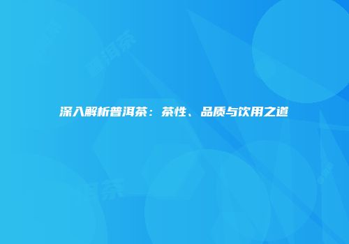 深入解析普洱茶：茶性、品质与饮用之道