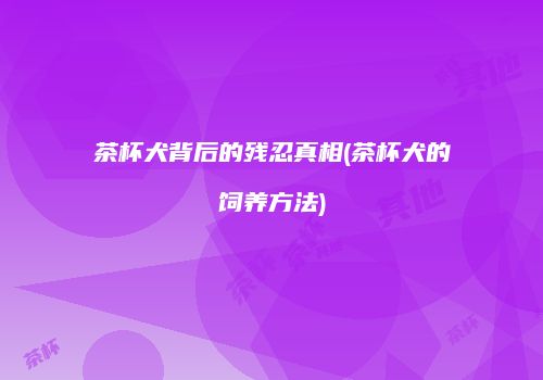 茶杯犬背后的残忍真相(茶杯犬的饲养方法)